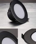 WKNHHL Recessed Lighting Housing Trim Kits Round Led Downlight recessed spotlight with black aluminum trim, warm light design.