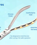 Go-To Orthodontic Wire Cutter For Braces With Tungsten Carbide Inserts showing chrome finish and gold plated dot design.
