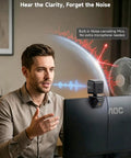 Crisp 4K Webcam Featuring Sony IMX363 Sensor And Breezy 60 FPS Streaming For PC Gaming And Home Office Use With Quick Phase Detection Auto Focus To Keep Your Video Clean During Livestreams Or Remote Calls Without Pixelation Draining Your Vibe in use during video calls with built-in noise-cancelling mics.