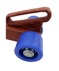 4 Wheel Conveyor Roller Shaft Steel Dogbone 1-1/2 Inch For X458 Chain Auto Car Wash Belt System showing blue UHMW roller and red frame.