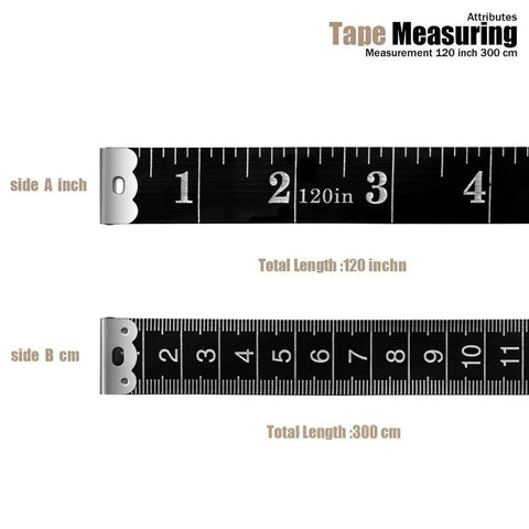 Go To Ultra Long 120 Inch Soft Fabric Measuring Tape Two Pack Black For Sewing And Tailoring Dual Scale 120 Inch And 300 Cm Easy Read Marks Flexible Cloth Ruler For Crafting Weight Loss Medical Nursing, black dual-scale tape measure