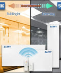 Two Pack 2x2 Foot LED Flat Panel Light With Backlit 4550 Lumens 35W CCT 3000K To 5000K Dimmable 2.4G Wireless Control display