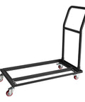 Heavy Duty Black Folding Chair Dolly Built Dang Tough With Reinforced Steel Frame And Anti Rust Coating For Smooth Event Setup And High Capacity Moving Cart with 4 casters.
