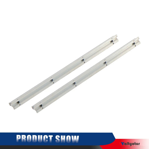 Two Pack SBR 12 Linear Guide Rail System 500mm with Four SBR12UU Carriage Blocks for CNC Equipment in carbon steel, front view.