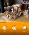 NASA Lunar Rover 3D Wooden Mechanical Puzzle Kit With Rotating And Pivoting Wheels, Spring Driven Motor, Automatic Unfolding, Rubber Tread Traction, Folding Twin Seats For Astronaut Figurines, 319 Parts Totally Epic Build Experience, 200 mm x 135 mm x 95 mm