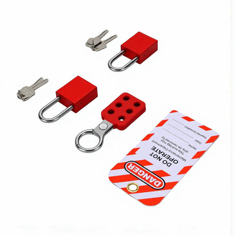 Industrial Safety Lockout Tagout Kit With Six Hole Tamper Proof Hasp And Six Pin Cylinders Non Conductive Thermoplastic Body