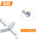10 Pack One Quarter Inch Toggle Anchors for Drywall with Zinc Plated Steel Bolts Screws and Anchors Heavy Duty Wall Mounts