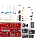DIY Crystal Oscillator Frequency Counter Tester Kit 1Hz to 50MHz with Five Digit Red Display parts laid out
