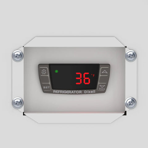 Built Like A Tank Heavy Duty Commercial Milk Cooler Refrigerator For Schools And Cafeterias With Smooth Heavy Duty Casters 12 Crate Stainless Steel Beverage Chiller Etl Certified Control panel displaying 36°F.