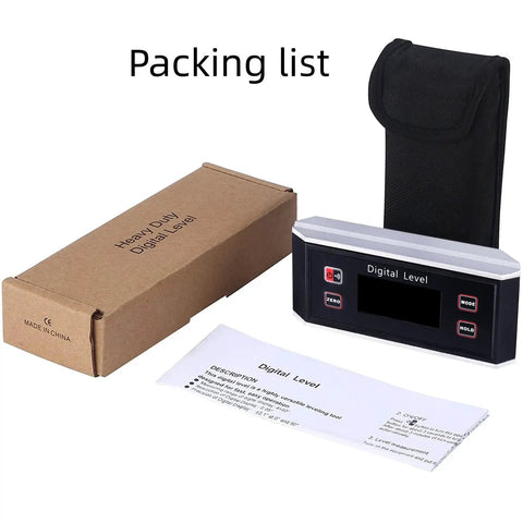 Built Tough Digital Angle Finder With V Groove Magnetic Base And Bright Backlight Hella Precise IP65 Waterproof Smart Level Protractor Gauge in packaging.