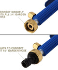Connection details of High Pressure Power Washer Wand With Hydro Jet Spray, showing 3/4" and 1/2" hose compatibility