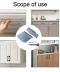 Silver Cabinet Handle Template Tool for Quick Marking and Drilling of Cabinet Knobs and Pulls in Use on Various Cabinets
