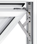 Close-up of 4 Pack 10 Inch Casement Window Hinges And Concealed Friction Stays In Stainless Steel in open position