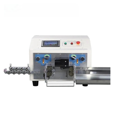 Premium Fully Automatic CNC Wire Stripper And Cutter For Electronic Core Cables High Precision Stripping Machine front view with control panel.