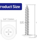 Sweet Deal Size 8 X 1 Truss Head Wood Screws With Zinc Coating Full Thread Self Tapping Fasteners Includes Easy Grip Screwdriver Bit For No Fuss Deck Building And Outdoor Repairs Pack Of 100 product size chart with dimensions.