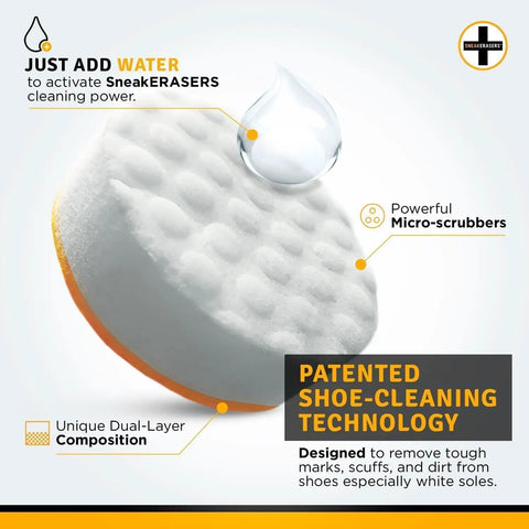 Dual-sided sponge with micro-scrubbers for Instant Sneaker Cleaner Kit For Sneakers, Dual Sided Sponges, Powerful Shoe Cleaning Solution.