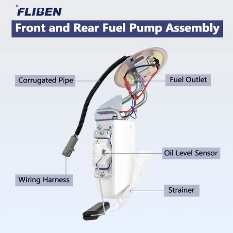 Front And Rear Fuel Pump Assembly Replacement For Ford F-150 F-250 F-350 1992 1993 1994 1995 1996 1997 SP2005H SP2007H showing components