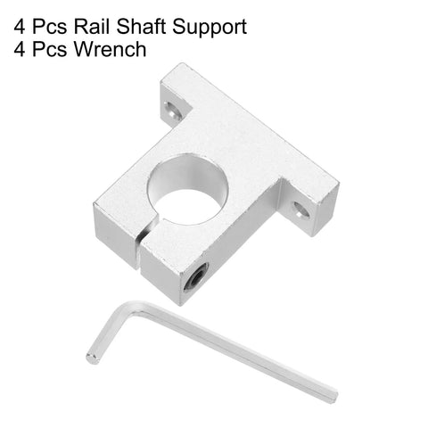 4 Pack SK25 Aluminum Linear Rod Rail Shaft Support Brackets for 25mm Shaft with included wrench, CNC Machines.