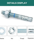 Detailed diagram of Three Quarter Inch By Five And One Half Inch Concrete Wedge Anchors Bolts Zinc Plated, showing components.