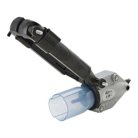 TSHD Turboshear Heavy Duty Metal Cutting Attachment For Drills, converts drill into power shear, close-up with replaceable blade.