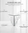 S Shaped Chrome Furniture Leg Carbon Steel Support For Cabinets And Vanities 5.9 Inch Replacement Leg