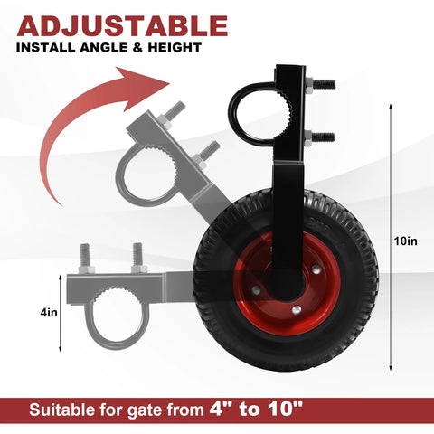 8 Inch Gate Wheel Heavy Duty Gate Caster For Farm And Metal Swing Gates Fits One And Three Eighths To Two Inch Gate Frames Prevents Gate Drag On Chain Link And Sliding Gates With 330 Lb Capacity And Durable Rubber Tire On Steel Plate With Galvanized