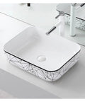 USZWBY Vessel Sinks Nordic Household Wash Basin Modern Above Counter Single Art Ceramic Bathroom Balcony Bowl Sink with geometric design.