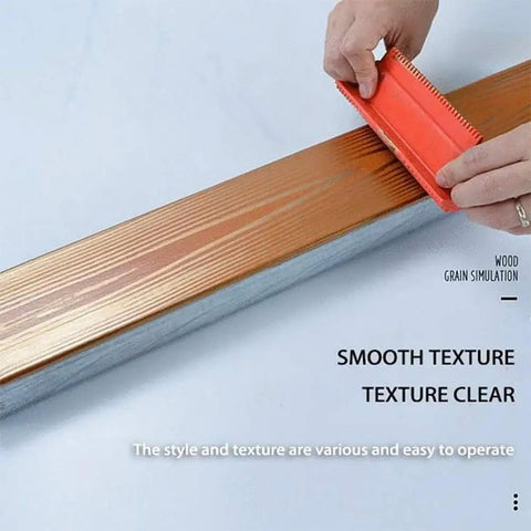 Using 4 Piece Wood Graining Tool Set With Pattern Knurling For All Surfaces Pro Grade Rubber Wood Grain Tools on surface.