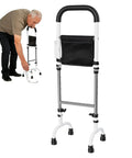 Stand Assist Aid For Elderly With Adjustable Height, shown with sturdy grab bar and quad cane base
