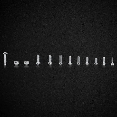 Rock Solid Bundle Of Six Hundred Micro Screws In Twelve Common Sizes For Quick Fixes On Watches Glasses Jewelry Tiny Tech And Home Gear. Image shows various sizes of steel screws.