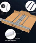 Table Saw Crosscut Sled Kit With Two Uhmw Miter Bars And Aluminum Tracks Pre Drilled Design showing HDPE Bars and T-Tracks.