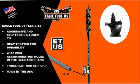 Made In USA Auger Style Installer Drill Bit 3/4 Inch By 36 Inch With 1/4 Inch Shank Self Feeding Auger Point Heat Treated
