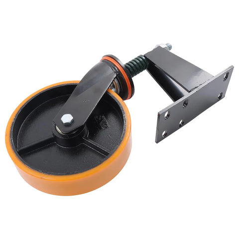 Tough As Nails 8 Inch Gate Wheels With Silky Smooth PU Casters and Heavy Duty Steel Cores mounted for easy installation.