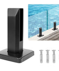 Heavy Duty Glass Railing Spigots 2.1lb T304 Stainless Steel Frameless Clamp Bracket Black for pool fence with bolts