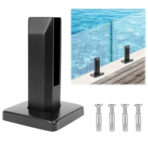 Heavy Duty Glass Railing Spigots 2.1lb T304 Stainless Steel Frameless Clamp Bracket Black for pool fence with bolts