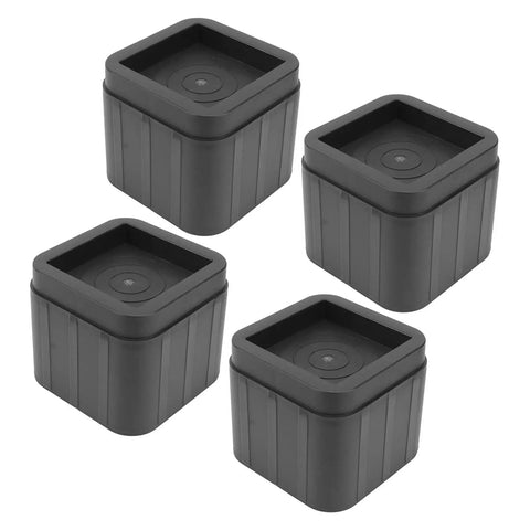Furniture Stability Vibration Pads Set 12 Pcs Slip Resistant Rubber Foot Pads For Washing Machines Sofas And Beds With Stackable Bed Risers To Add Height And Create Extra Storage Space - Black stackable risers detail