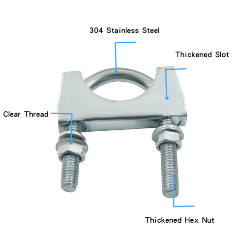Heavy Duty 1-1/2 Inch U Bolt Exhaust Clamp Set With Saddle Style U-Bolts, Galvanized Iron Muffler Clamp, Built To Last, Corrosion And Heat Resistant