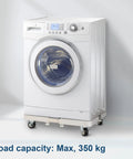 Adjustable Appliance Dolly Base With Four Locking Casters For Moving Washers Dryers Mini Fridges And Storage Units on a washing machine.