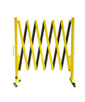 Heavy Duty Expandable Metal Barricade Gate For Crowd Control And Traffic Jobs No Sweat Retractable Fence that is foldable and mobile.