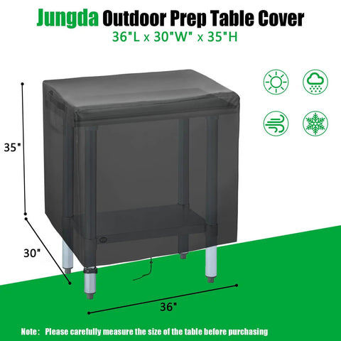Outdoor Prep Table Cover 36 By 30 By 35 Inches Waterproof Stainless Steel Shield for outdoor kitchen grills and BBQ tables.