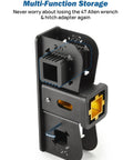 Heavy Duty Hitch Wall Mount For Garage Storage Designed To Fit One Point Two Five Or Two Inch Receivers While Locking Down Your Bikes Cargo Cases And Ski Gear Zero Fuss Install, showing multifunctional storage for hitch adapter.