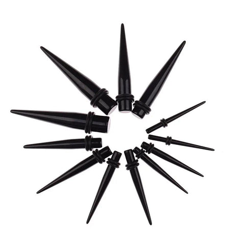 All In One Ear Stretch Kit With 50 Pieces Of Acrylic Tapers And Plugs From 14G To 00G Plus Silicone Tunnels For Gauges And Expander Sets Black Body Jewelry For Everyday Wear