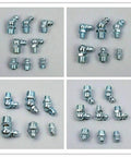 Kick Your Car Maintenance Up A Notch With This Massive 260 Piece Hydraulic Grease Fitting Kit Featuring Galvanized Iron Nipples For Bearings And Assemblies In Straight 90 Degree And 45 Degree Angles. Assorted galvanized iron grease fittings, angled and straight