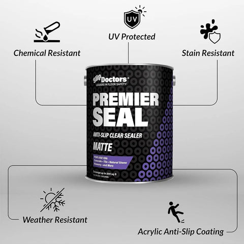 Premium Acrylic Non Slip Concrete And Paver Sealant in matte finish, 1-gallon container with chemical and UV resistance.