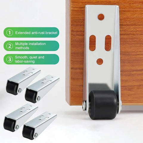 Big Time Heavy Duty Vertical Track Roller Wheels on a bracket, featuring rubber casters for smooth sliding doors and gate tracks.
