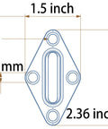Diagram of Eight Pack 2.3 Inch 304 Stainless Steel Pad Eye Plate dimensions with length 2.36 inch, width 1.5 inch, and thickness 6 mm.