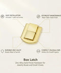 Gold Box Latch Closure For Jewelry Boxes, Craft Chests, And Small Containers, Zinc Alloy Hardware 25x20mm