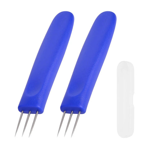 Two Pack 6.5 Inch 3 Prong Sausage Pricker Tools With Stainless Steel Needles, Non Slip Handles, And Storage Case For Home Sausage Making And Curing