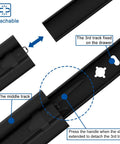 32 Inch Matte Black Heavy Duty Drawer Slides One Pair Rust Resistant Cabinet Glides showing detachable tracks for easy installation.