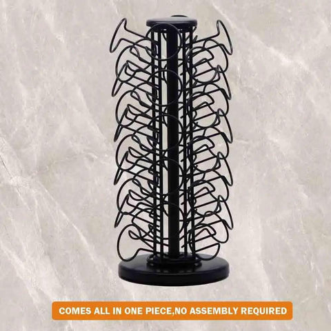 Sturdy 40 Pod K Cup Carousel Organizer For Coffee Pods, Metal K Cup Holder Stand With 360 Degree Access, Black Finish